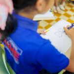 Learning about warm and cool colours in art class